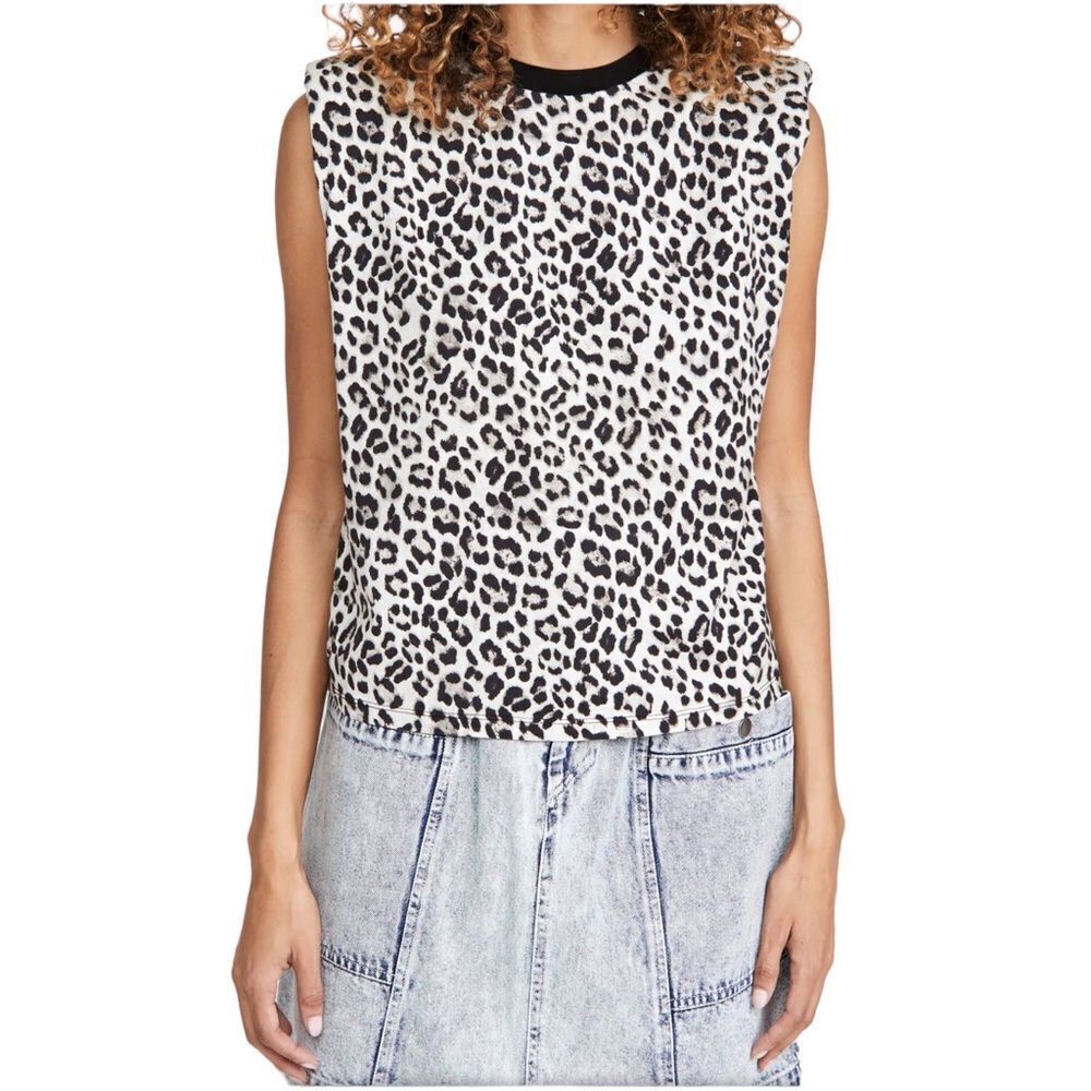 Alice + Olivia Braxton Leopard Print Sleeveless Tee Size M - Picture 3 of 8